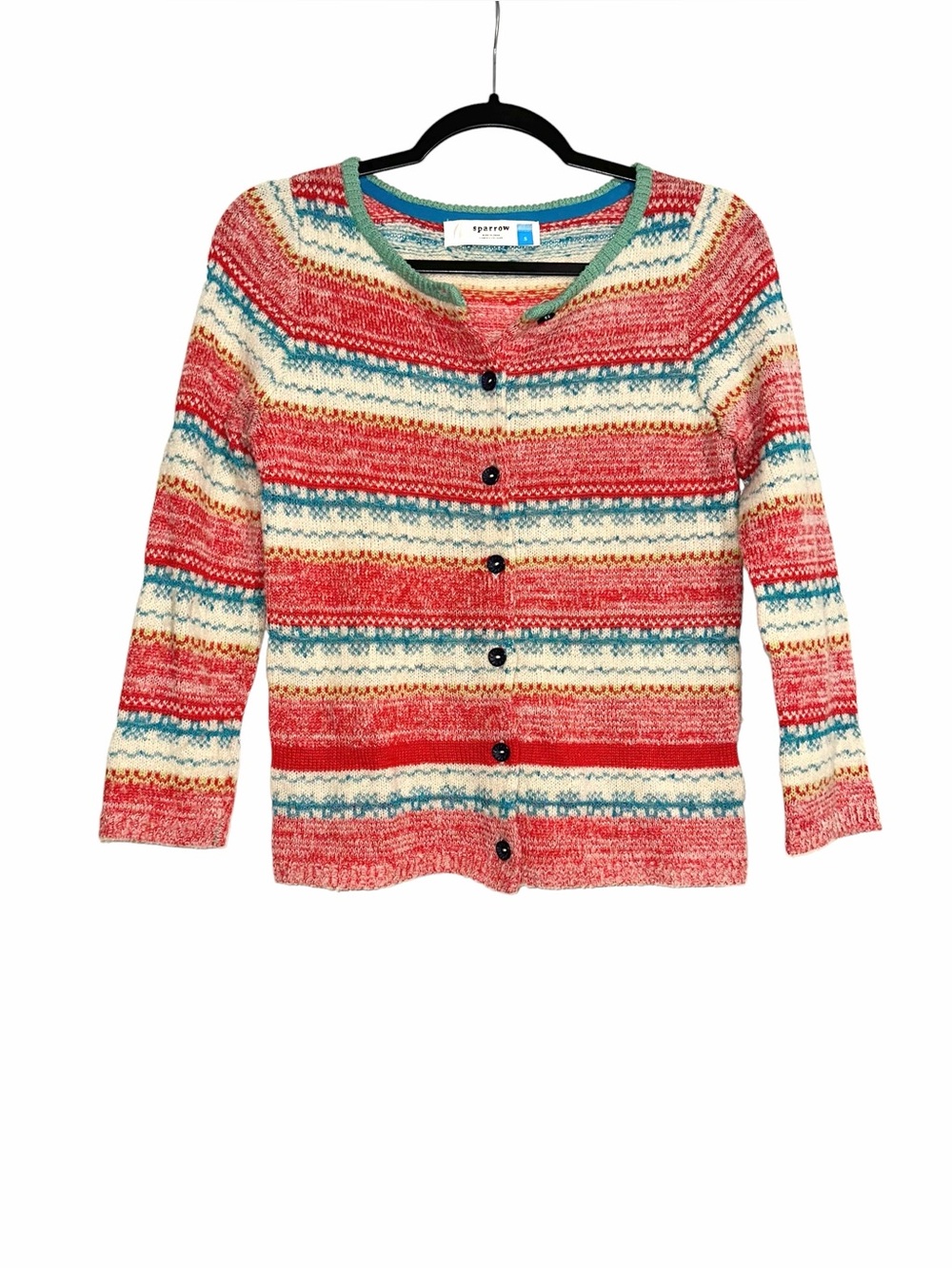 Anthropologie Sparrow Merino Wool Blend Stripe Cardigan Knit Sweater SMALL